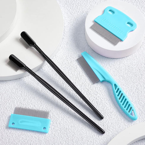5 Pieces Dog Eye Combs Tear Stain Remover Combs Pet Grooming Comb for Small Dogs Gently Removing Eye Mucus and Crust (Light Blue, Black)...