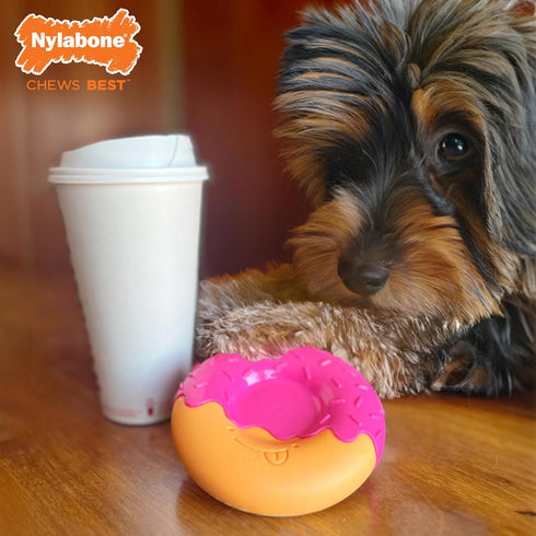 Nylabone Power Chew Donut Dog Chew Toy - Fun & Cute Dog Toys for Aggressive Chewers, Durable Dog Toys, Bacon Glazed Flavor, Medium/Wolf (1 Count)...
