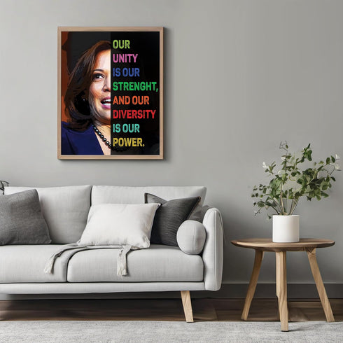 Posterizer 1 pcs-Our Unity-Kamala Harris Quotes-Patriotic & Military Art-Quotes-Gift for US Military Veterans-Decor for Home & Office- unframed wa...