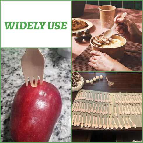 Disposable Wood Cutlery Spoons - 100 Pack Wooden Spoons Disposable,Biodegradable and Earth Friendly, 6.3 Inch Length Wood Spoons...