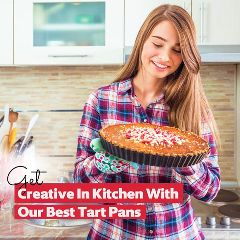 Tart Pan 9 Inch Removable Bottom- Carbon Steel Quiche Pan, Rust & Temperature Resistant Quiche Baking dish 550-600 °F- Non-Stick, Sturdy & Dishwas...