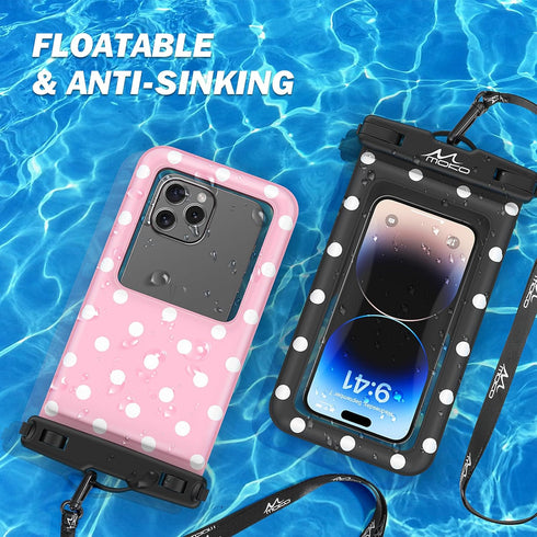 MoKo Large Waterproof Phone Pouch - 2 Pack Floating Water Protector Case Dry Bag with Detachable Lanyard, Compatible for iPhone 15 14 13 Pro Max, ...