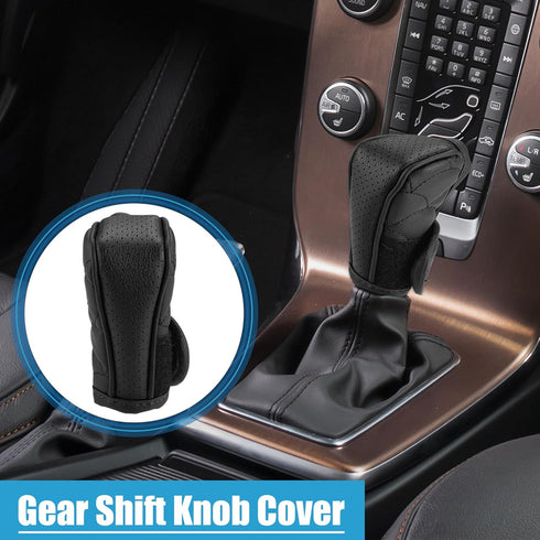 Car Shift Knob Cover with Breathable Design Universal Vehicle Interior Shift Gear Cover Trim Accessories Decorative Faux Leather Black...
