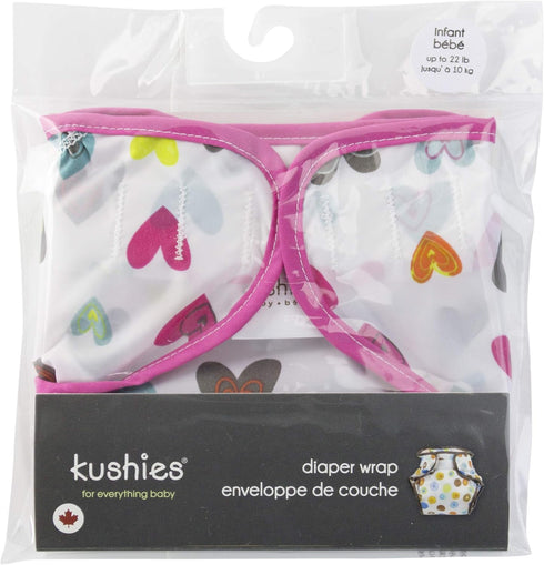 Kushies Baby Infant Waterproof Diaper Wrap, White Doodle Hearts...