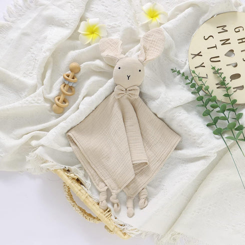Baby Lovey Muslin Security Blankets Cotton Khaki Bunny Babies Lovie Soft & Breathable Infants Gift for Boy Girls,15 * 15 Inch...
