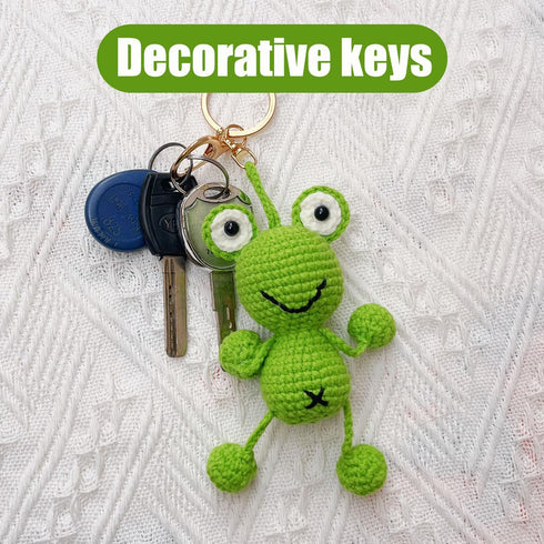 Handmade Cartoon Frog Animal Keychain, 1 Count, Green...
