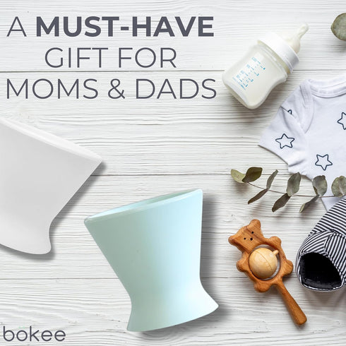 Boekee Baby Bottle Holder and Easy Hands Free Silicone Breast Pump Holder for One Handed Bottle Prep - Robins Egg, 1-Pack...