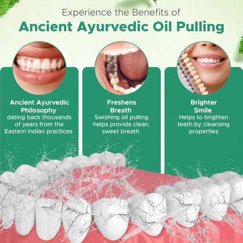 Ayurvedic Oil Pulling Rinse for Teeth and Gums | Made in USA Alcohol Free Mouthwash for Fresh Breath | Pulling Oil with Oils Extract for Teeth Whi...