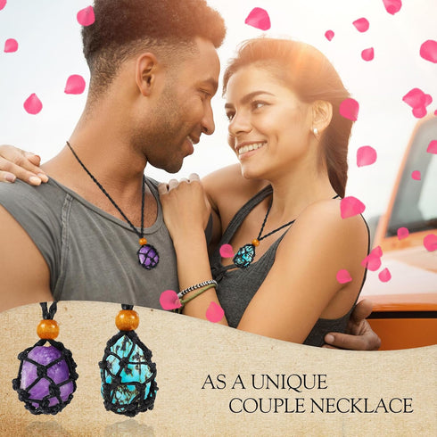 Hicarer 6 Pieces Crystal Cage Necklace Holder Empty Stone Holder Quartz Crystal Stone Necklace Cord Adjustable Cord Cage for DIY Jewelry Making...