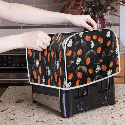 Bat 2 Slice Toaster Covers, Pumpkin Ghost Anti-Sputtering Bread Toaster Cover Toaster Dust Cover, Small Washable Kitchen Appliance Protector, Keep...