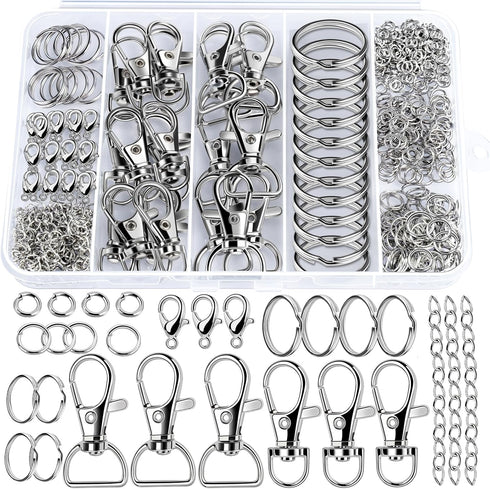 Teenitor Keychain Clip Key Chian Rings, Lobster Claw Clasps with Key Rings, 72pcs key chain hooks Keychains Clips 32pcs Key Rins and 400pcs Jump R...
