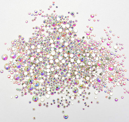 AD Beads 4300 Pieces Flat Back Nail Art Rhinestones Round Beads 6 Sizes (2-6.5mm) with Storage Organizer Box,Rhinestones Picking Pen for Nail Art ...