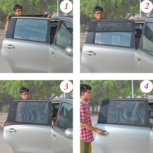 TFY Universal Car Rear Side-Door Square-Window Sunshades - for Vehicles with Side Windows 29.5Inch - 41.5Inch W x 19Inch H (Regular Rectangular Wi...