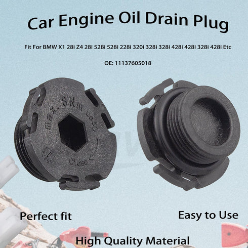 11137605018 Car Engine Oil Drain Plug Aftermarket Replacement Parts Fit for BMW X1 28i Z4 28i 528i 528i 228i 320i 328i 328i 428i 428i 328i 428i Et...