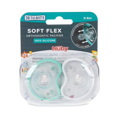 Dr. Talbot's Soft-Flex Orthodontic Pacifiers 0-6 Months, Aqua/White, 2 Pack...