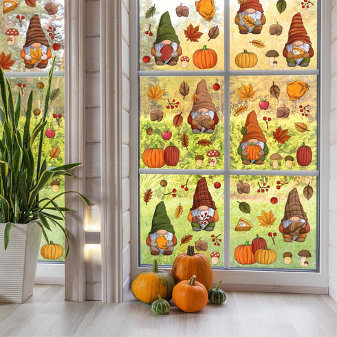 Spring Autumn Window Clings Fall Decor Thanksgiving Decorations Double-Sided Reusable Peel and Stick Removable for Glass Living Room Nursery Room ...