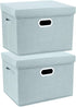 TYEERS Collapsible Storage Bins With Lids, Large Fabric Storage Boxes - 2 Pack - Aqua Spring...