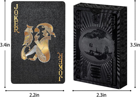 Joyoldelf Black Playing Cards with Dollar Pattern, 2 Pcs Playing Cards - Cool Poker Cards/Playing Cards with Box, Waterproof Playing Cards for Par...