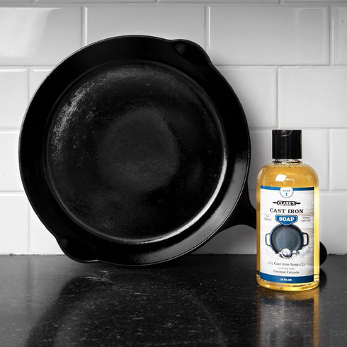 CLARK'S Cast Iron Coconut Soap 12 oz - Plant Based Castile and Refined Coconut Soap for Cast Iron and Carbon Steel Cookware - Vegan Friendly - No ...