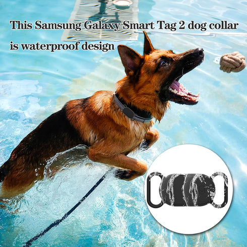 2 Pack Waterproof Dog Collar Holder Compatible with Samsung Galaxy SmartTag 2, Silicone GPS Tracker Hidden for Galaxy Smart Tag 2, Anti-Lost Dog C...