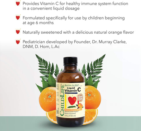 CHILDLIFE ESSENTIALS Liquid Vitamin C for Infants, Toddlers & Kid- Immune Support, All-Natural, Gluten-Free, Allergen Free, Non-GMO, High in Antio...