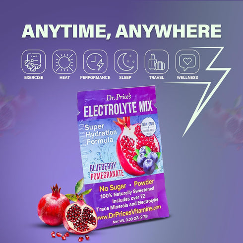 Dr. Price’s Electrolyte Mix | Sugar-Free Hydration Powder with 72+ Trace Minerals | No Sugar, Fast-Dissolving Electrolytes Powder Packets | Bluebe...