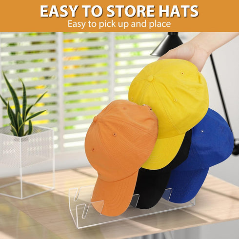 Hat Racks Acrylic 2Pcs Hat Stand for Baseball Caps Display & Organizer, No Install Hat Holder for 14 Baseball Caps, Acrylic Cap Organizer for Bedr...