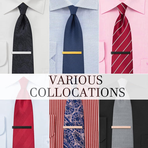 2.2 Inch Tie Clips for Men 4 PCS Tie Bars Set - Gold Silver Black Metal Tie Bar Pins for Wedding Business Christmas Meeting and Daily Life....