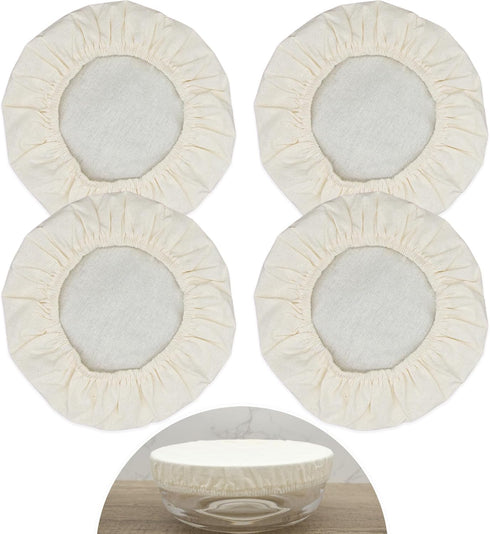 4 Pack sourdough bowl cover, Organic Reusable Cloth bowl cover for proofing, fits 5”-8.5” Diameter bowl and Jar mouth - Unbleached, Perfect for Fe...