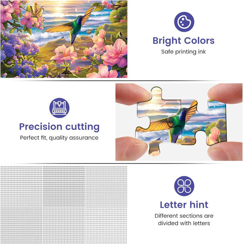 300 Pieces Puzzles for Adult Jigsaw Puzzle 300 Piece Puzzle Children Elderly Puzzle Hummingbird Beach Flower Puzzle Gift for Mom Dad Family Friend...