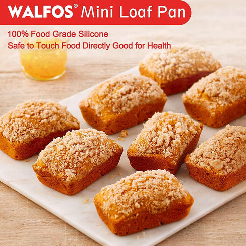 Walfos Silicone Mini Loaf Pans, Non-Stick Mini Bread Pans, 9 Cavities Silicone Bread Baking Mold, Perfect for Mini Loaf, Cake, Bread and Meatloaf,...