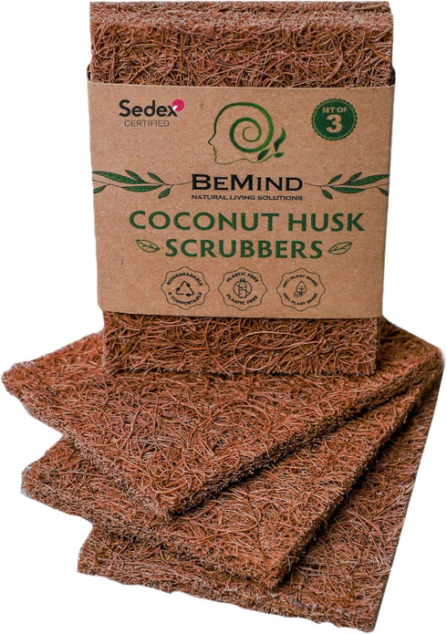 Coconut Husk Scrubber(3) Coconut Scouring Pads|Natural Dish Scrubber|Coconut Dish Scrubber|Eco Friendly Dish Scrubber|Coconut Scrubber|Coconut Hus...
