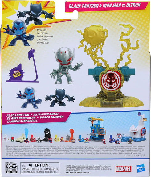 Marvel Stunt Squad Villain Knockdown Playset, Black Panther and Iron Man vs. Ultron, 1.5-Inch Action Figures, Toys for Kids Ages 4 and Up, Large...