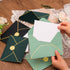 50 pcs Sage Green Envelope with V-Flap, Gold Border & Golden Sticker, 5 x 7 Self Adhesive Envelopes for Office, Invitation, Wedding, Graduation...