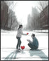 Posterizer 1 pcs-Valentine's Day proposal in a snowy park cute poster -2-Romantic Art-Holiday Poster Collection-Gift for Couples boyfriend girlfri...
