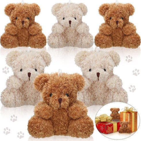 6 Pieces Mini Bear Plush Stuffed 4 Inch Small Bear Bulk Animal Toys for Baby Shower Party Favors Tiny Soft Bear Doll Gifts for Graduation Keychain...