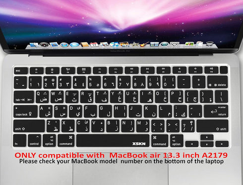 XSKN Arabic/English Language Black US Version Silicone Keyboard Cover Skin Compatible with 2020 New MacBook Air 13.3 inch A2179 A2337 with Touch I...
