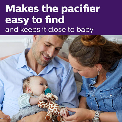 Philips AVENT Soothie Snuggle Pacifier Holder with Detachable Pacifier, 0m+, Giraffe, SCF347/01-1 Count (Pack of 1)...