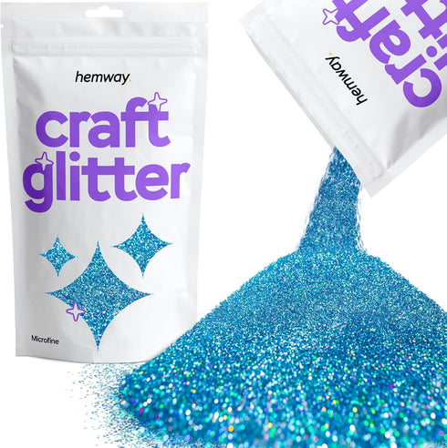 Hemway Craft Glitter - Ocean Blue Holographic | 100g Microfine Metallic Sequin Flakes for Resin Crafts | Supplies for Tumblers, Cards, Jewellery, ...