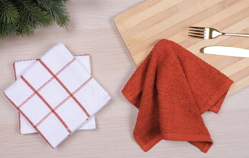 AMOUR INFINI Cotton Kitchen Dish Cloths Set of 8 – Highly Absorbent, Super Soft Premium Terry Cleaning Cloth (12"x12" Inch) Premium Dishcloths for...