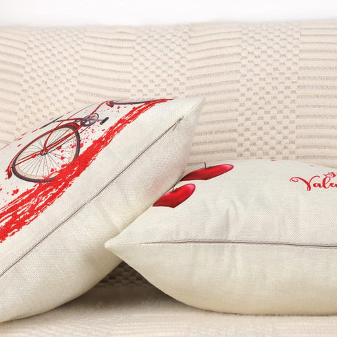 4TH Emotion Valentines Day Throw Pillow Covers 18x18 Set of 4 Red Love Heart Home Decorations Cushion Case for Sofa Couch Polyester Linen...