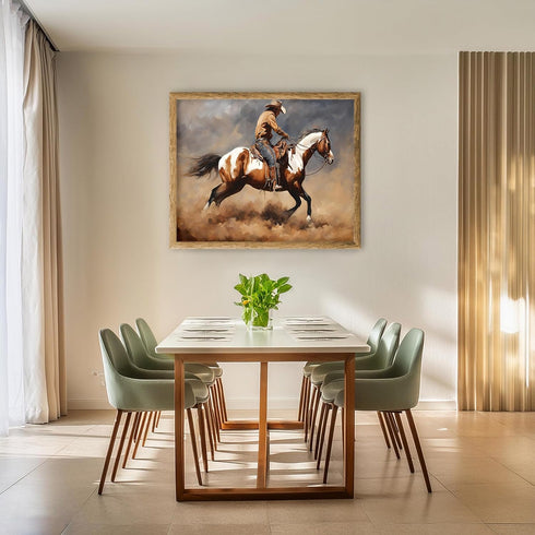 Posterizer 1 pcs- Cowboy riding a brown and white horse-Art for Animal Lovers- Gift for Men Women Entrepreneur Teens-decor for Bedroom, Office, Li...
