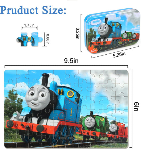 Puzzles for Kids Ages 4-8 60 Pieces Jigsaw Puzzles for Boys and Girls Educational Learning Puzzles in Metal Box...