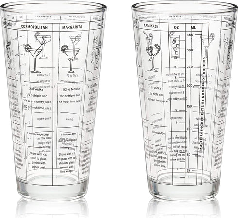 True Glass Cocktail Shaker with 7 Classic Recipes and Measurements for Cold Brew Cocktails, Home Bar Accessories, Bar Tools, Bartender Gifts, Host...