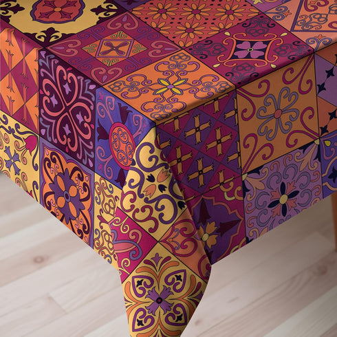Ambesonne Spanish Tablecloth, Azulejo Moroccan Tiles in Vibrant Historical Cultural Artwork Mosaic Print, Rectangular Table Cover for Dining Room ...