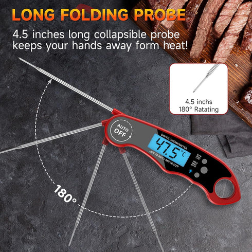 Kitchen Food Cooking Super Fast Thermometer Electric Probe with Backlight LCD, IP66 Waterproof Food Thermometer for Kitchen and Outside, BBQ, Turk...