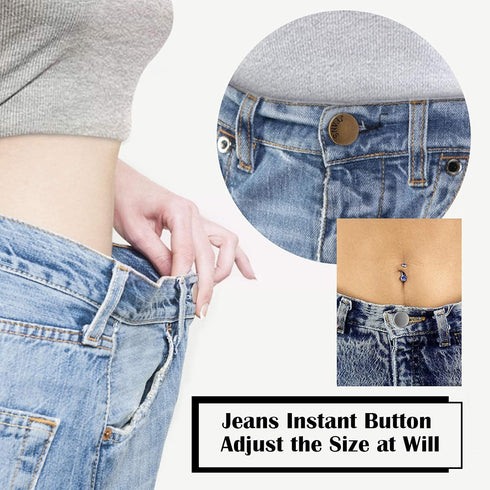 TOOVREN 8PCS Button for Jeans Too Big Fit Instant Adjustable Jean Pant Button Pin Extender Tightener Replacement Adjuster Metal Adds Or Reduces an...