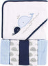 Luvable Friends Unisex Baby Hooded Towel with Five Washcloths, Whale, One Size...