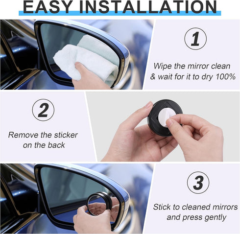 8 Pcs Blind Spot Mirrors for Car, 1.97’’ Round HD Convex Mirror, 360° Wide Angle Side View Mirror with ABS Housing for a wide range of models (bla...