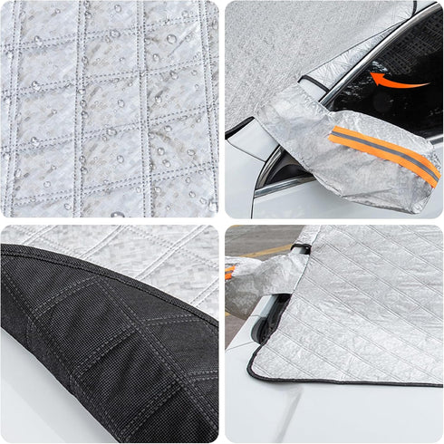 Car Windshield Snow Cover, Magnetic Windshield Snow Cover 4-Layer Protection for Snow, Ice, Frost, Sunlight, Car Windshield Cover with Side Mirror...